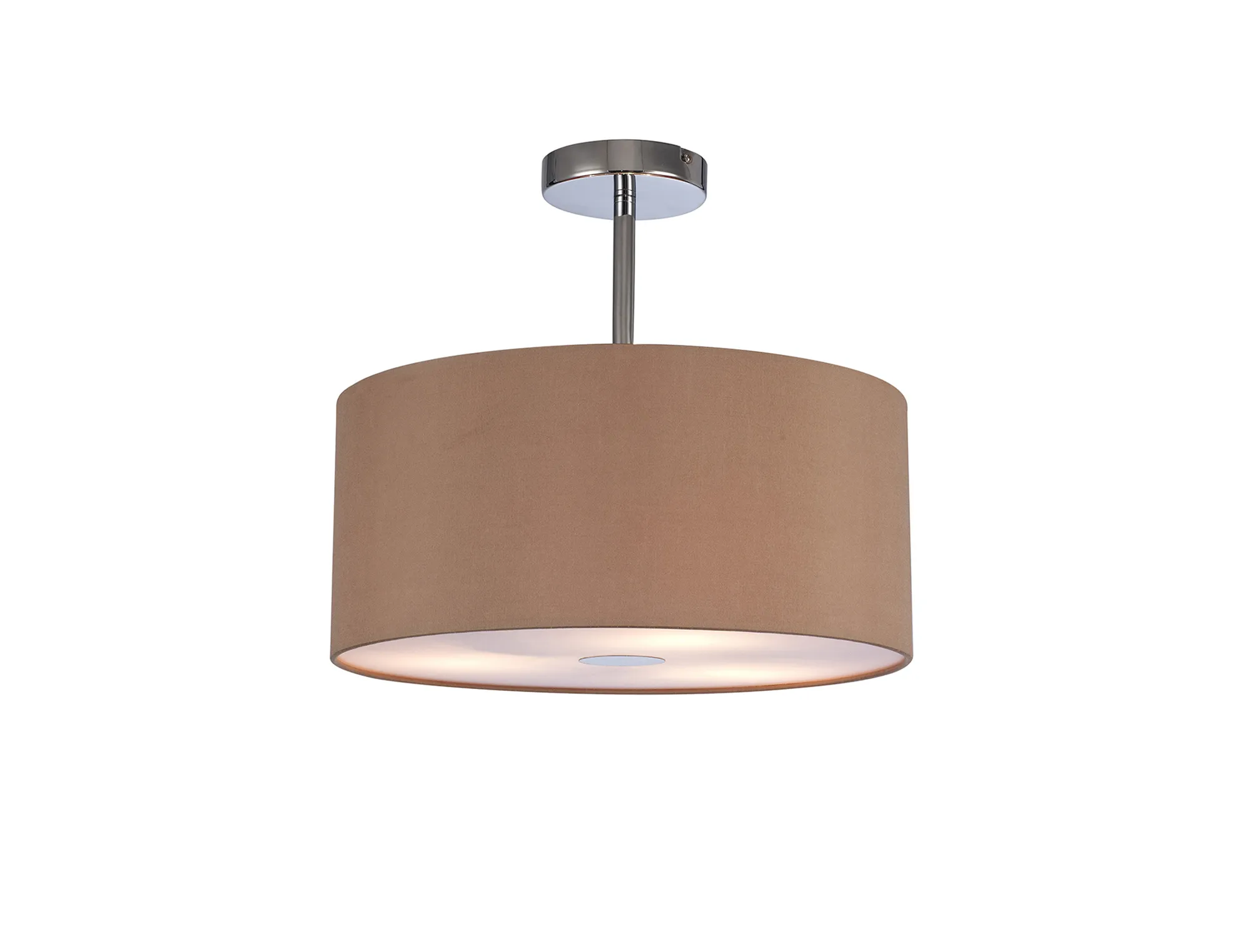 Baymont 40cm Semi Flush 3 Light Polished Chrome, Antique Gold/Ruby, Frosted Diffuser